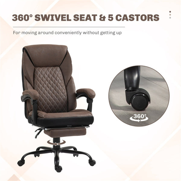 Dark Brown High-Back Reclining Office Chair with Footrest & Microfiber Upholstery