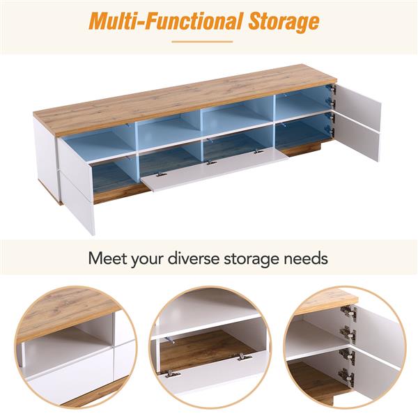 Modern TV Stand for 80'' TVs, Media Console with Storage & Rebound Doors