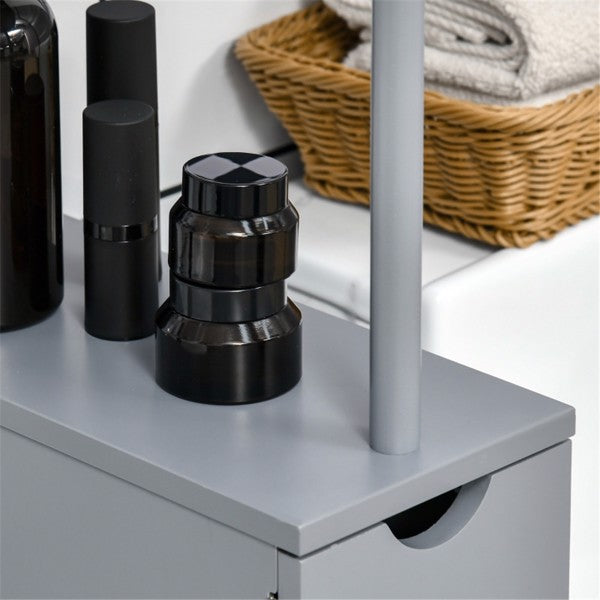 Grey Bathroom Storage Cabinet with Shelves – Compact Organizer Unit