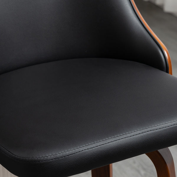 Set of 2 Black PU Leather Wingback Swivel Bar Stools with Tufted Back & Footrest