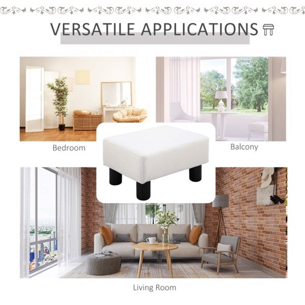 White Faux Leather Foot Rest Ottoman – Chic, Lightweight & Durable