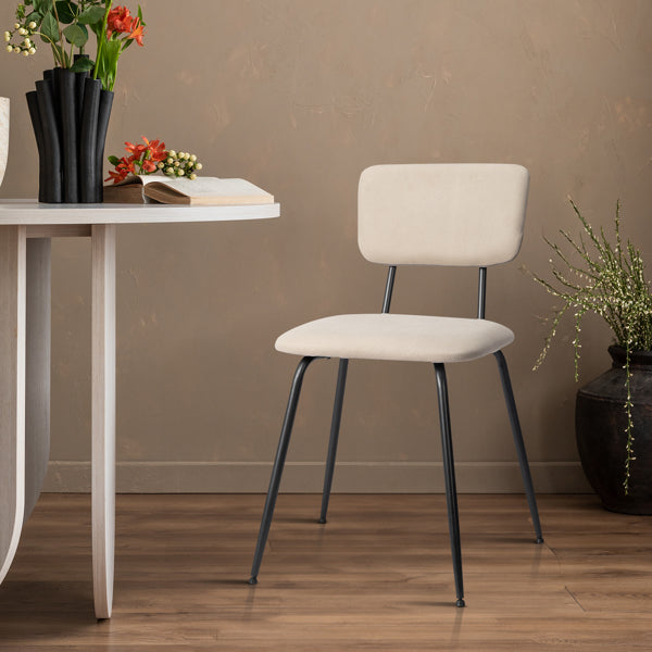 Set of 4 Modern White Padded Dining Chairs for Kitchen, Bar & Office Use