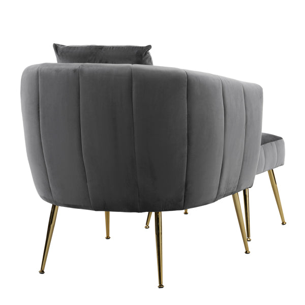Velvet Barrel Chair with Ottoman & Lumbar Pillow – Gray Accent Set