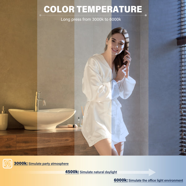 36x28" LED Bathroom Vanity Mirror, Dimmable, Anti-Fog, Wall Mount