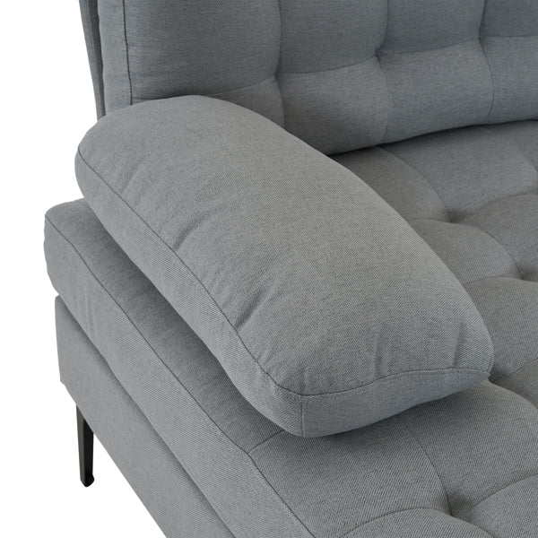 U-Shaped Sectional Sofa – Soft Armrest & Backrest, Wooden & Iron Frame with Gold Legs, Beige Upholstery