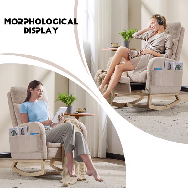 Modern Rocking Accent Chair with High Back, Soft Fabric & 300 lb Weight Capacity