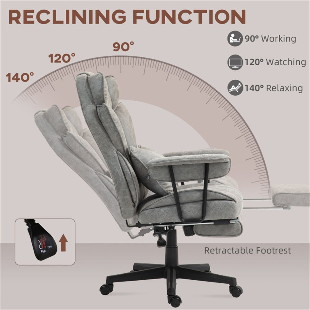 Gray Big & Tall Black Reclining Office Chair with Footrest – 396 lbs Capacity