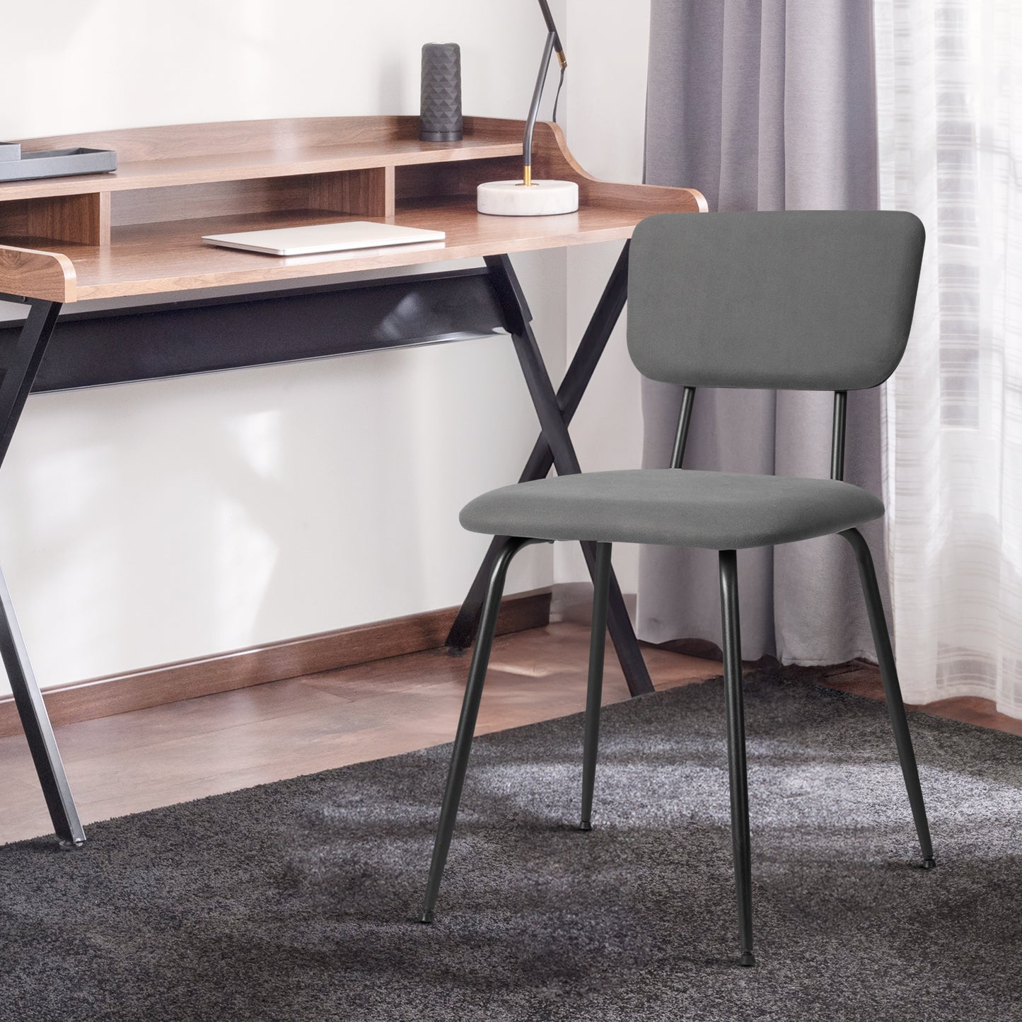 Set of 6 Modern Grey Padded Dining Chairs for Kitchen, Bar & Office Use
