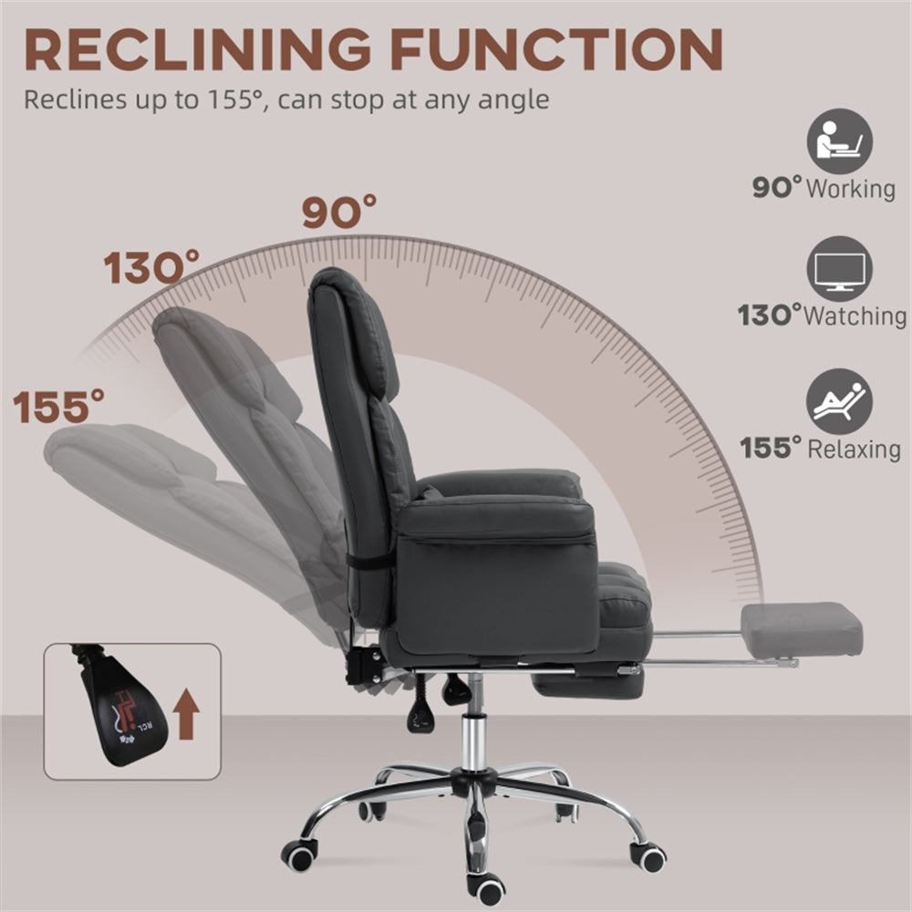 Black Massage Office Chair with Reclining Back, Footrest & PU Leather Finish