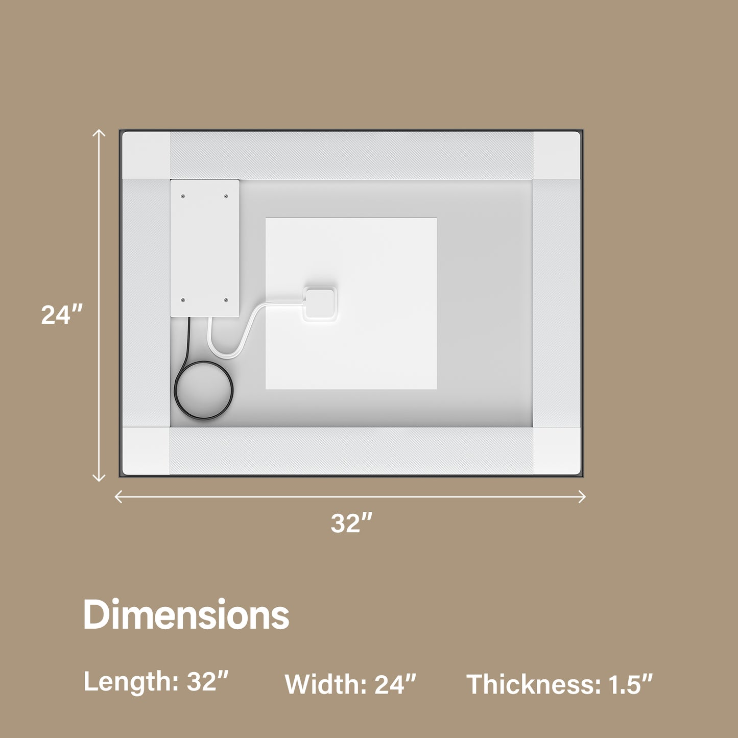24x32" Black Framed LED Mirror with Dual Front & Back Light Strips