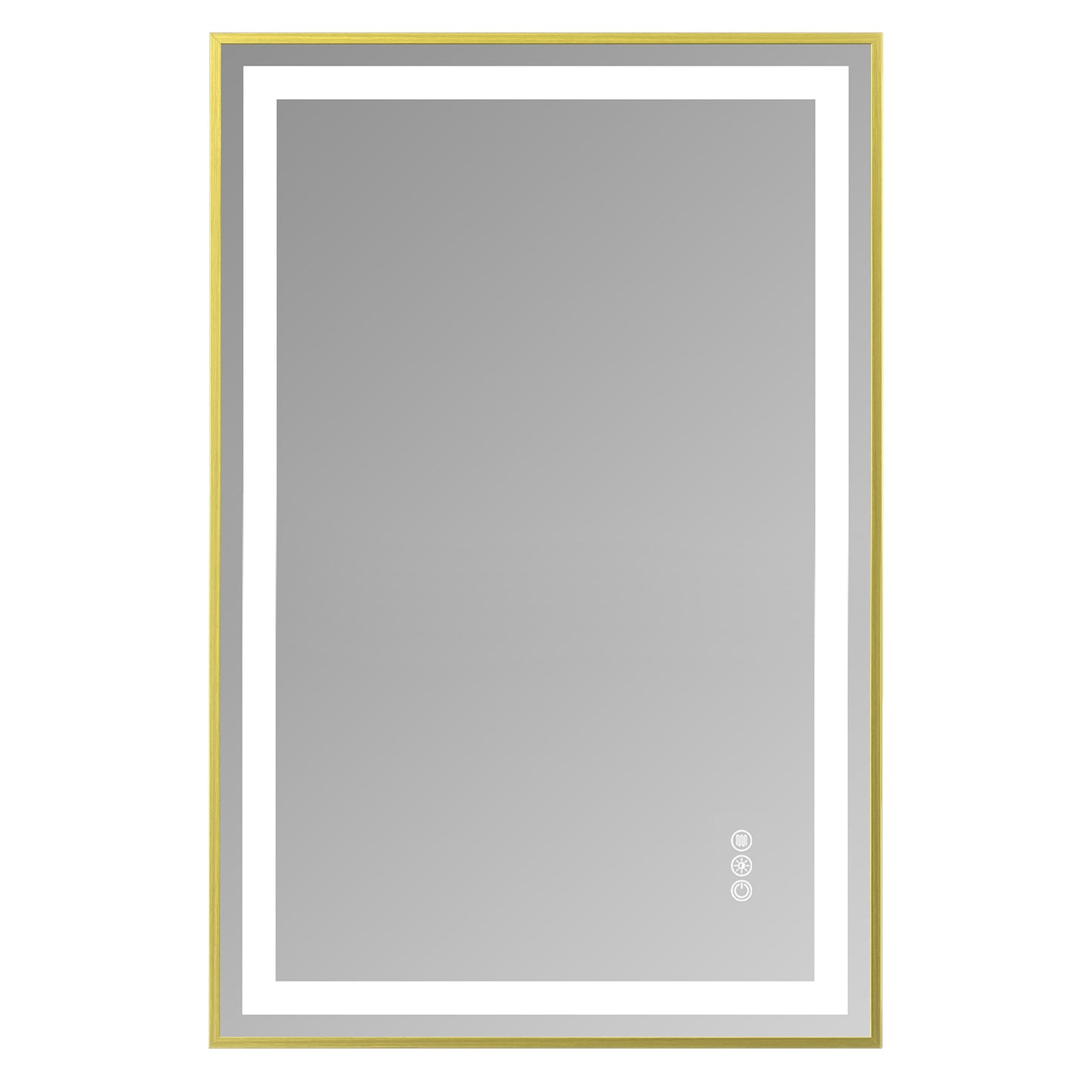 24x36" Gold Framed LED Mirror with Dual Front & Back Light Strips