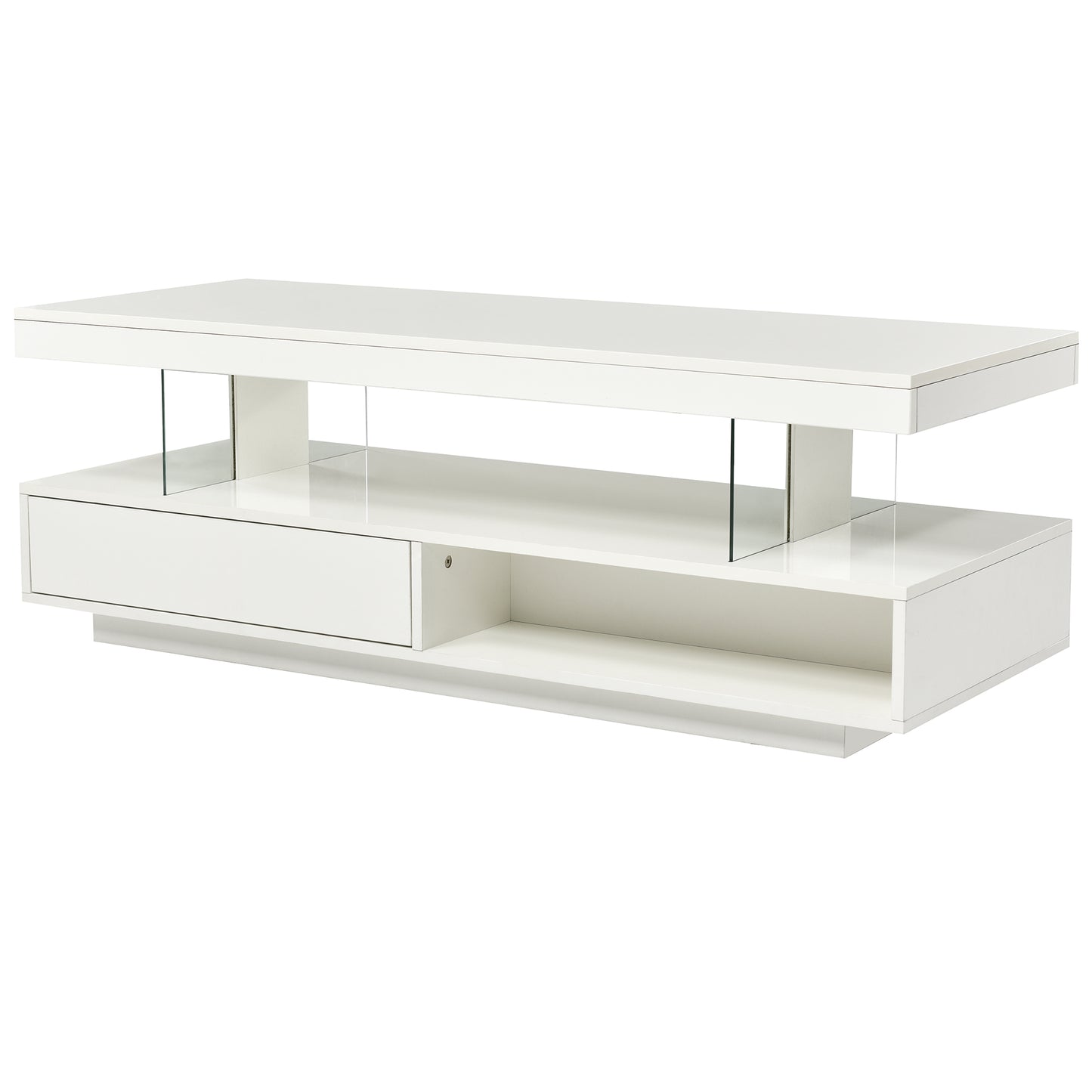 Modern LED Coffee Table with Storage, Drawers & Shelves for Living Room