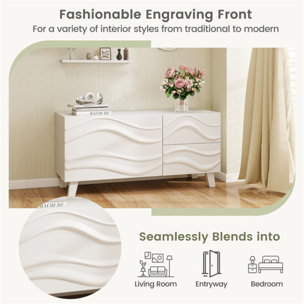 38" White TV Cabinet with Drawers – Stylish Media Console & Storage Stand