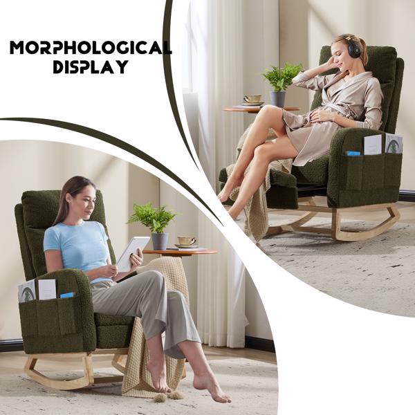 Modern Rocking Accent Chair with High Back, Soft Fabric & 300 lb Weight Capacity