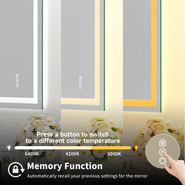 55x30 Dual LED Light Frameless Mirror – Front & Back Lighting