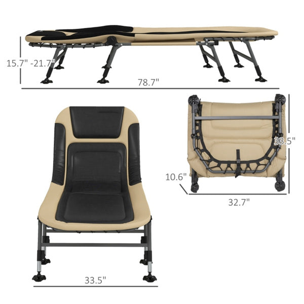 Adjustable Reclining Camping Cot with Pillow & 396 lbs Weight Capacity