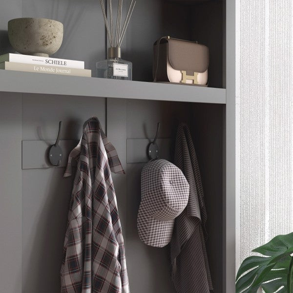Gray Entryway Hall Tree with Storage Cabinet, Bench & Coat Rack