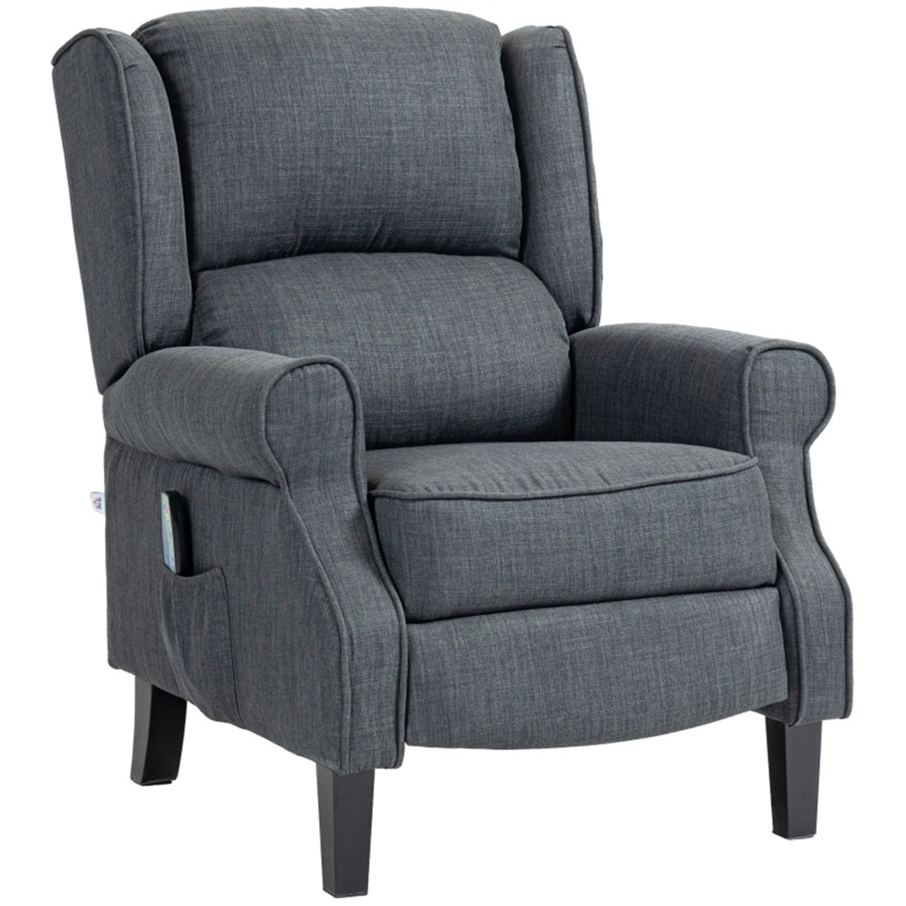 Heated Massage Recliner Chair with Lumbar Support – Manual Pushback, Gray