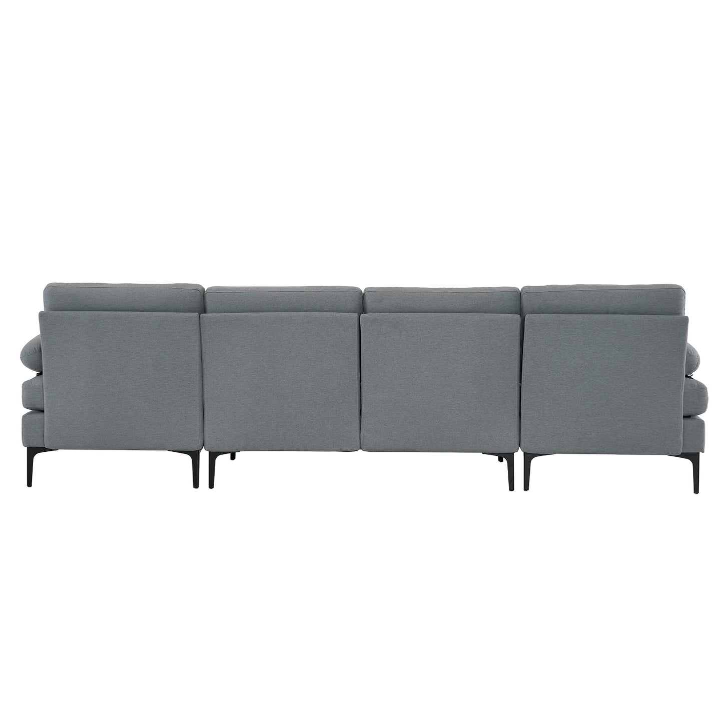 U-Shaped Sectional Sofa – Soft Armrest & Backrest, Wooden & Iron Frame with Gold Legs, Beige Upholstery