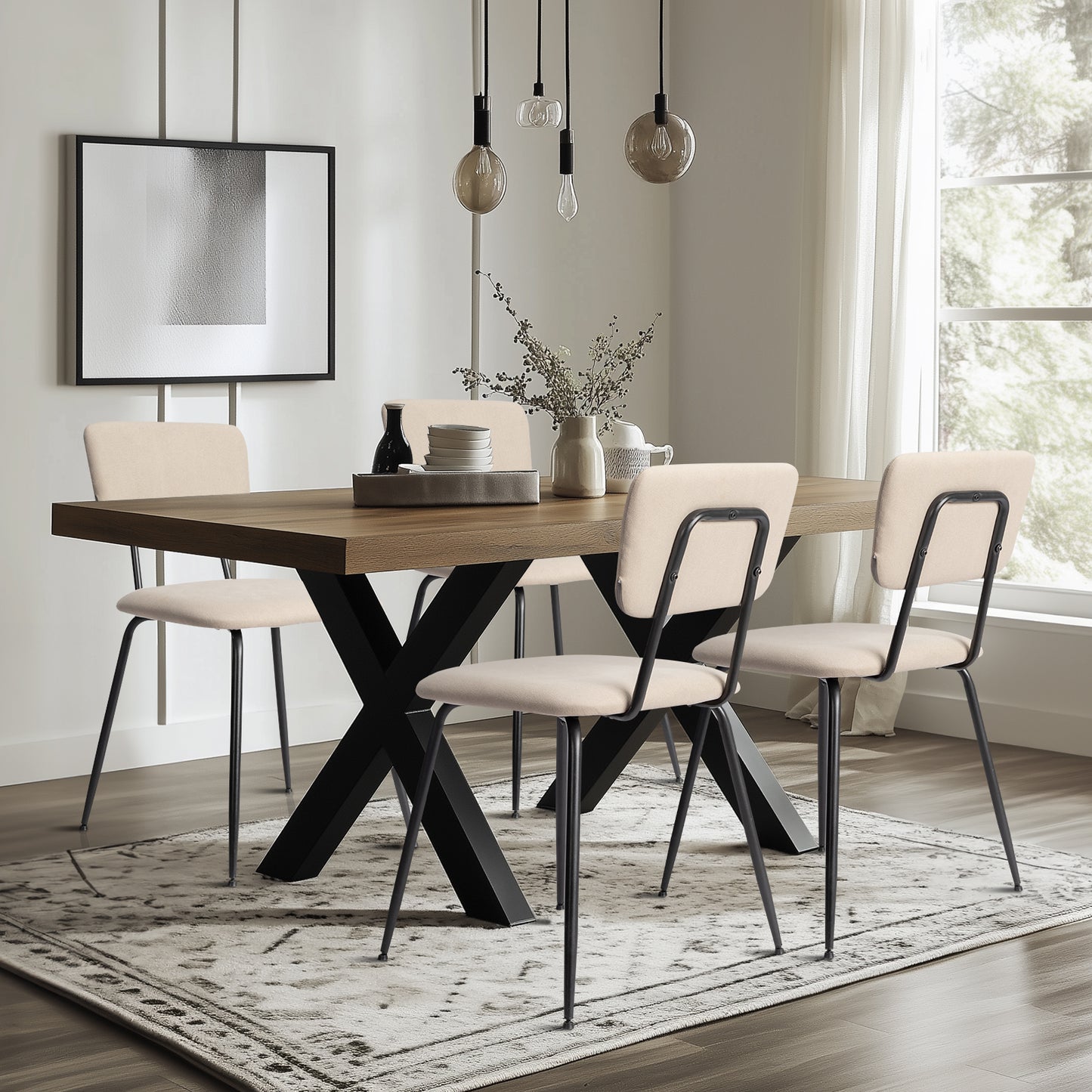 Set of 4 Modern White Padded Dining Chairs for Kitchen, Bar & Office Use