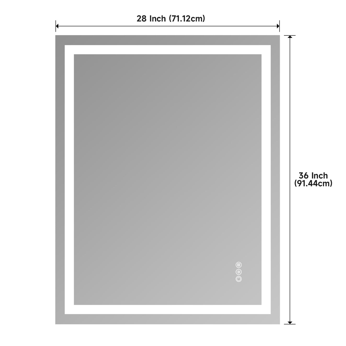 28x36" Dual LED Light Frameless Mirror – Front & Back Lighting