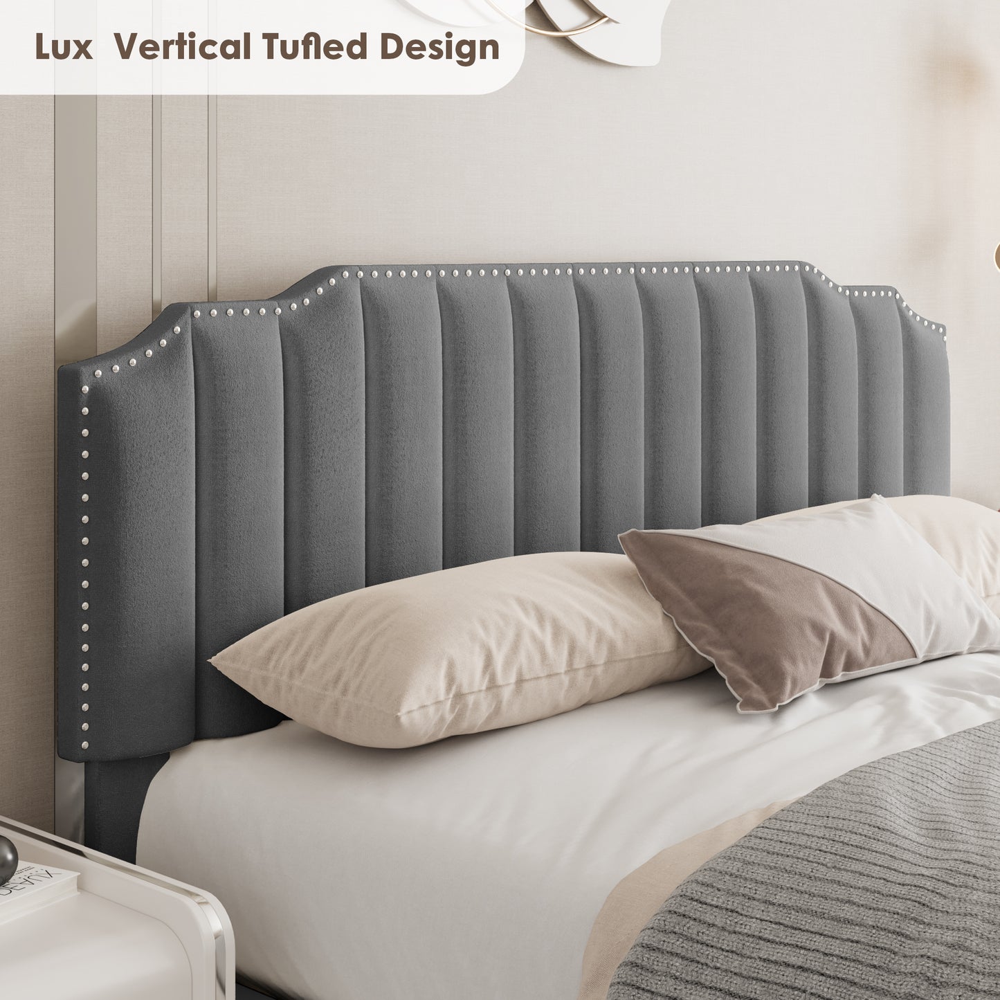 Lift-Up Storage Queen Bed – Velvet Upholstered Platform Bed Frame, Grey