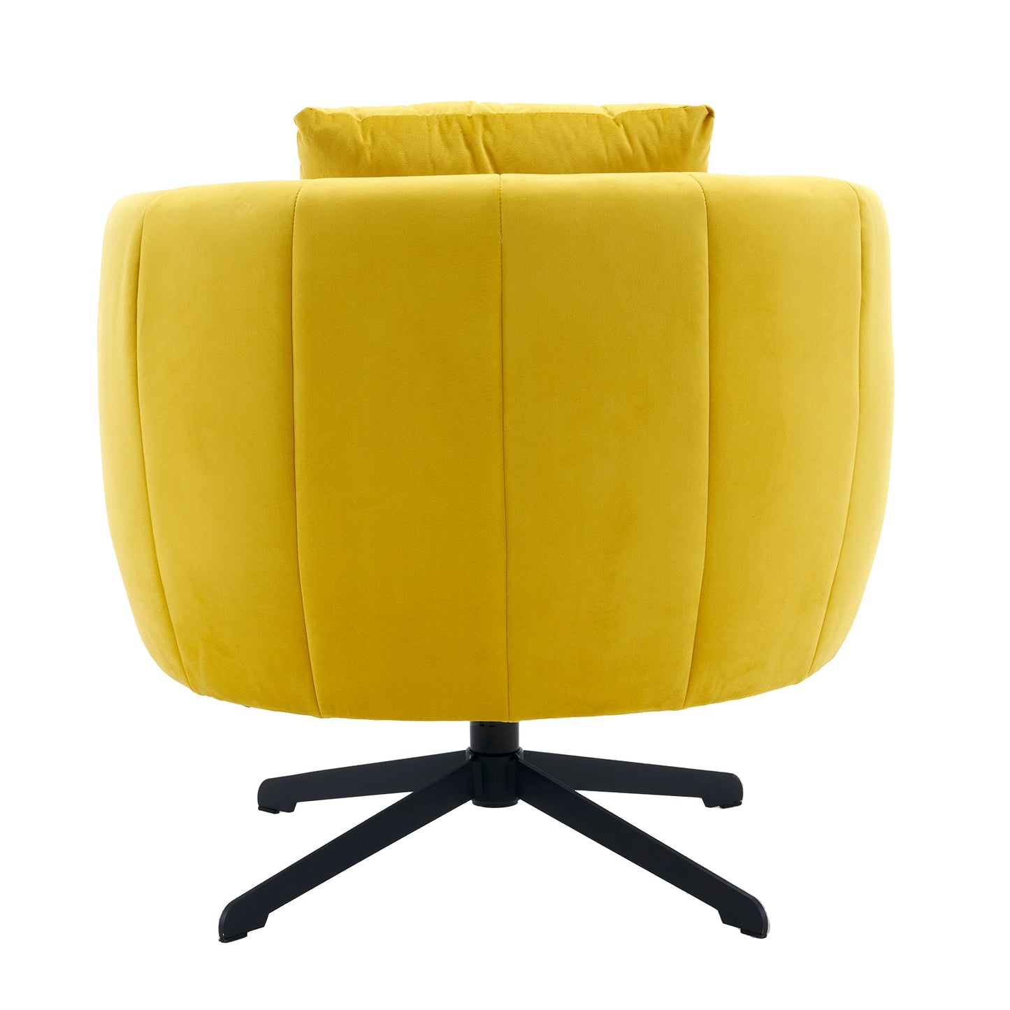 360° Swivel Velvet Accent Chair with Fluffy Cushion – Yellow