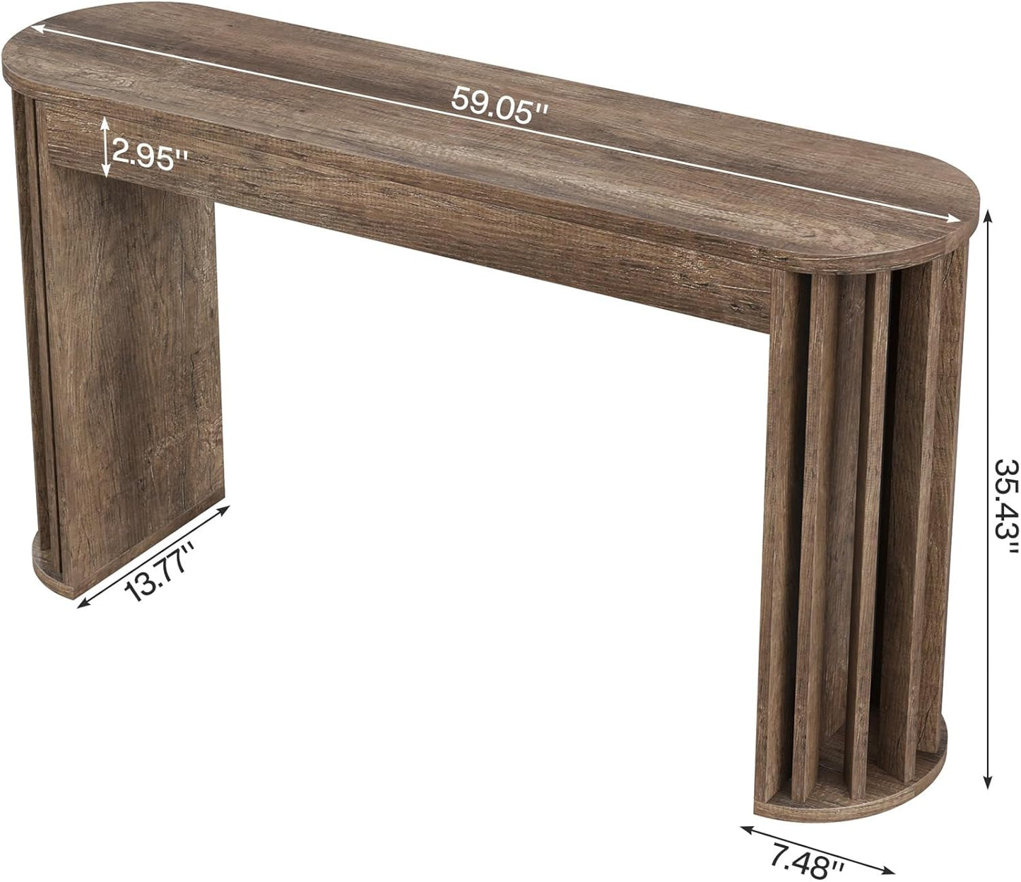 59" Vintage Wood Console Table with Curved Base – Rustic Entryway & Sofa Accent