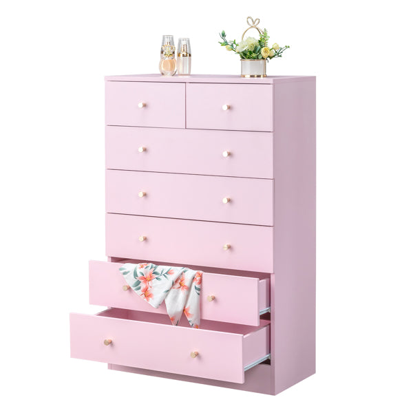Modern Pink 7-Drawer Dresser – Space-Saving Storage for Bedroom or Home