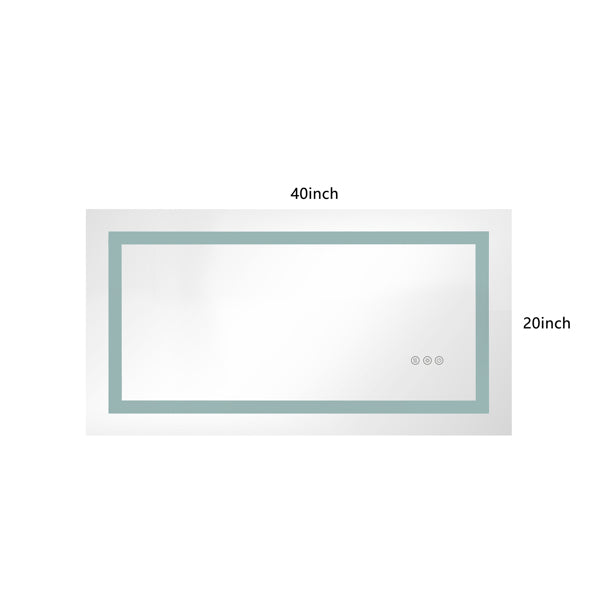 40x20" LED Bathroom Mirror with Frontlit & Backlit, Anti-Fog, Dimmable, 3 Colors