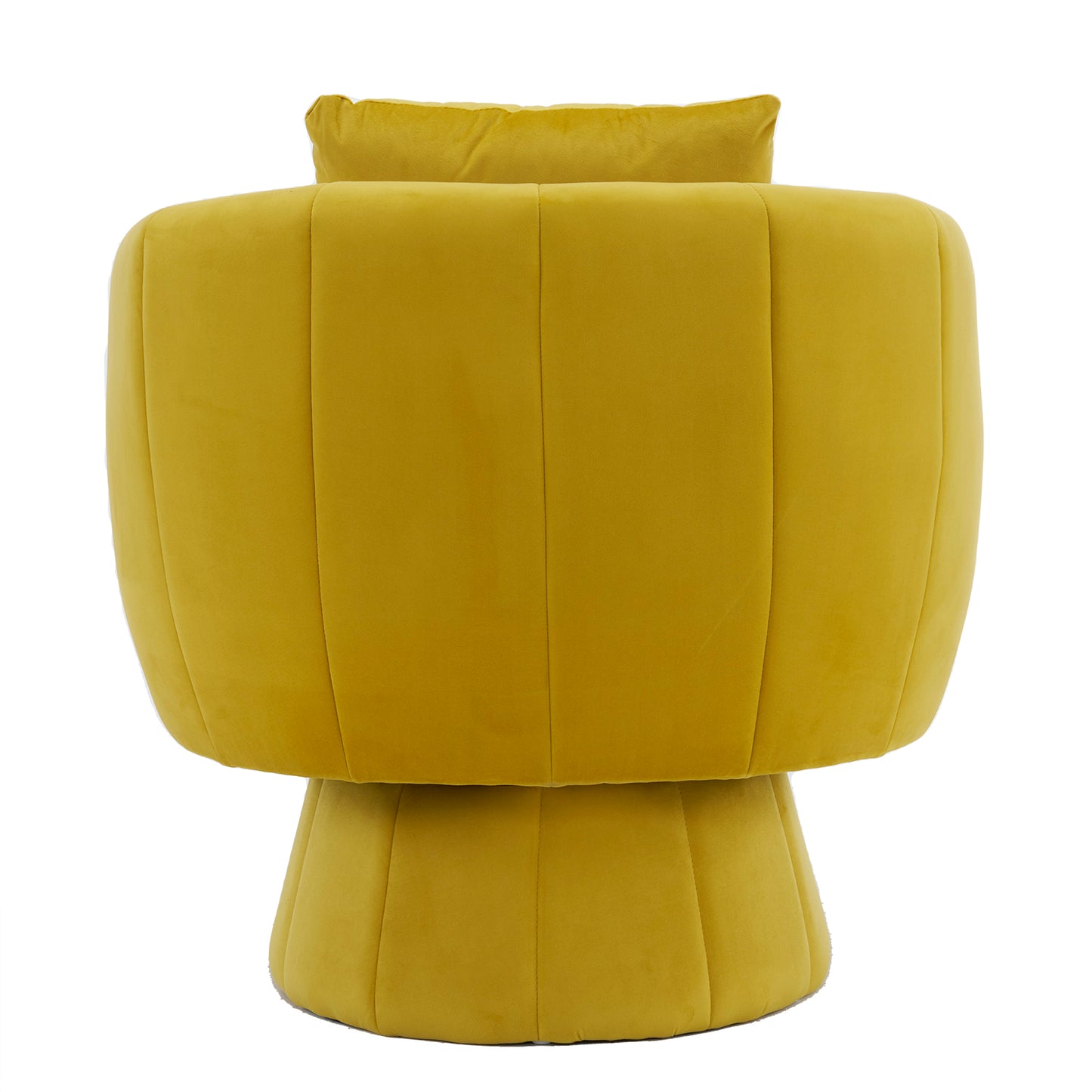 Velvet Accent Chair with Fluffy Cushion – Yellow