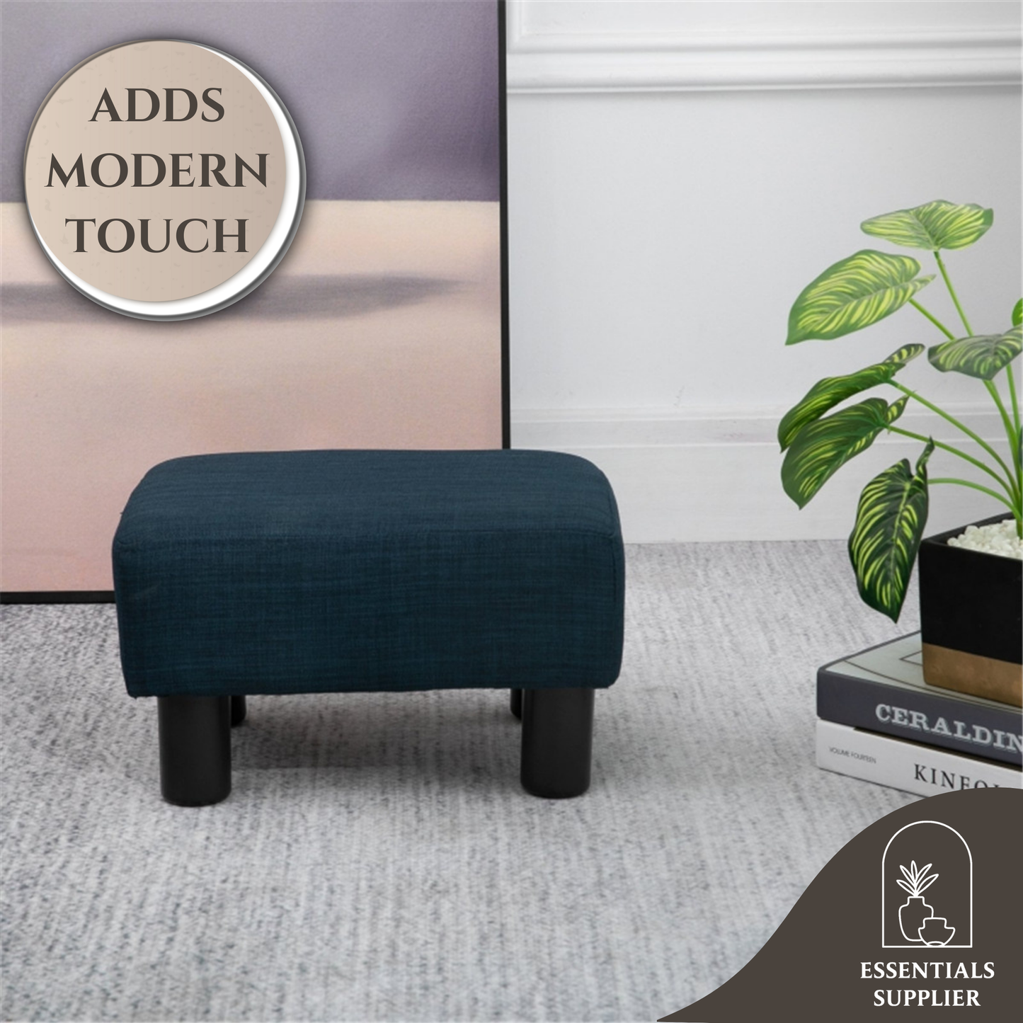 Linen Fabric Foot Rest Ottoman – Compact, Lightweight & Stylish