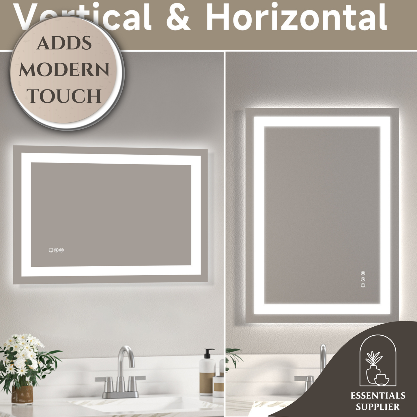 20x28" Dual LED Light Frameless Mirror – Front & Back Lighting