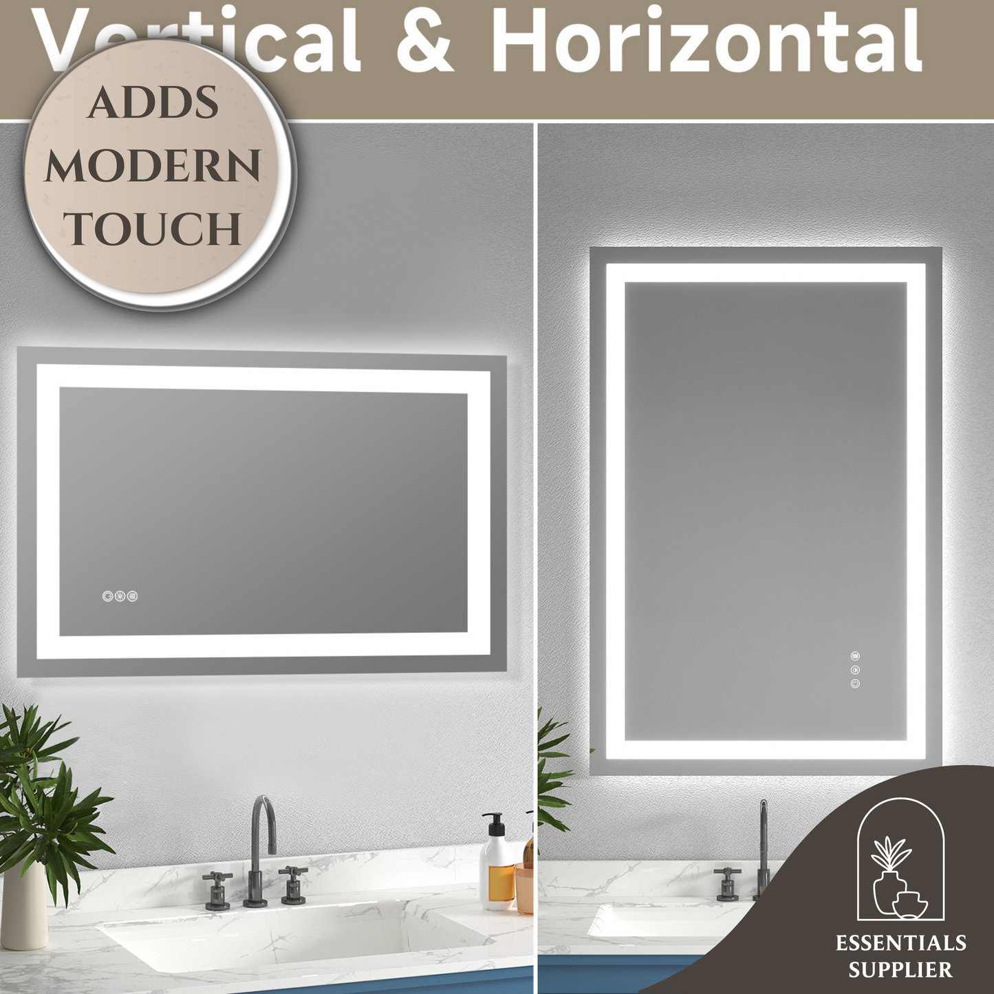 24x36 Dual LED Light Frameless Mirror – Front & Back Lighting