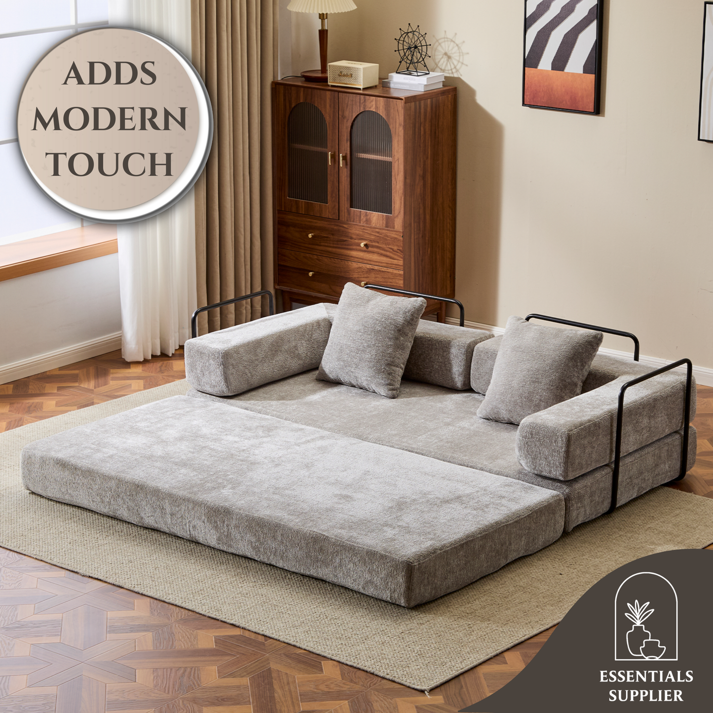 Convertible Corduroy Futon Sofa Bed – Foldable Floor Couch with Sponge Padding