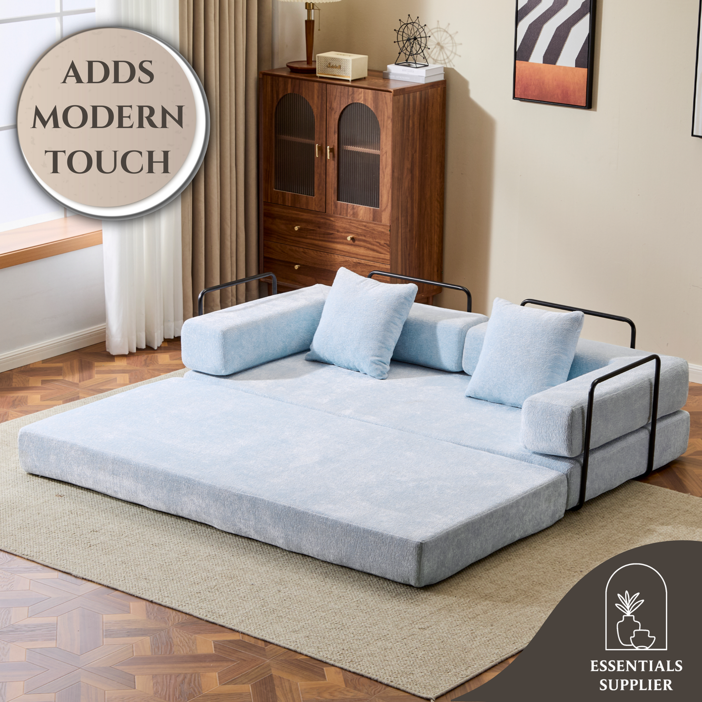 Convertible Corduroy Futon Sofa Bed – Foldable Floor Couch with Sponge Padding