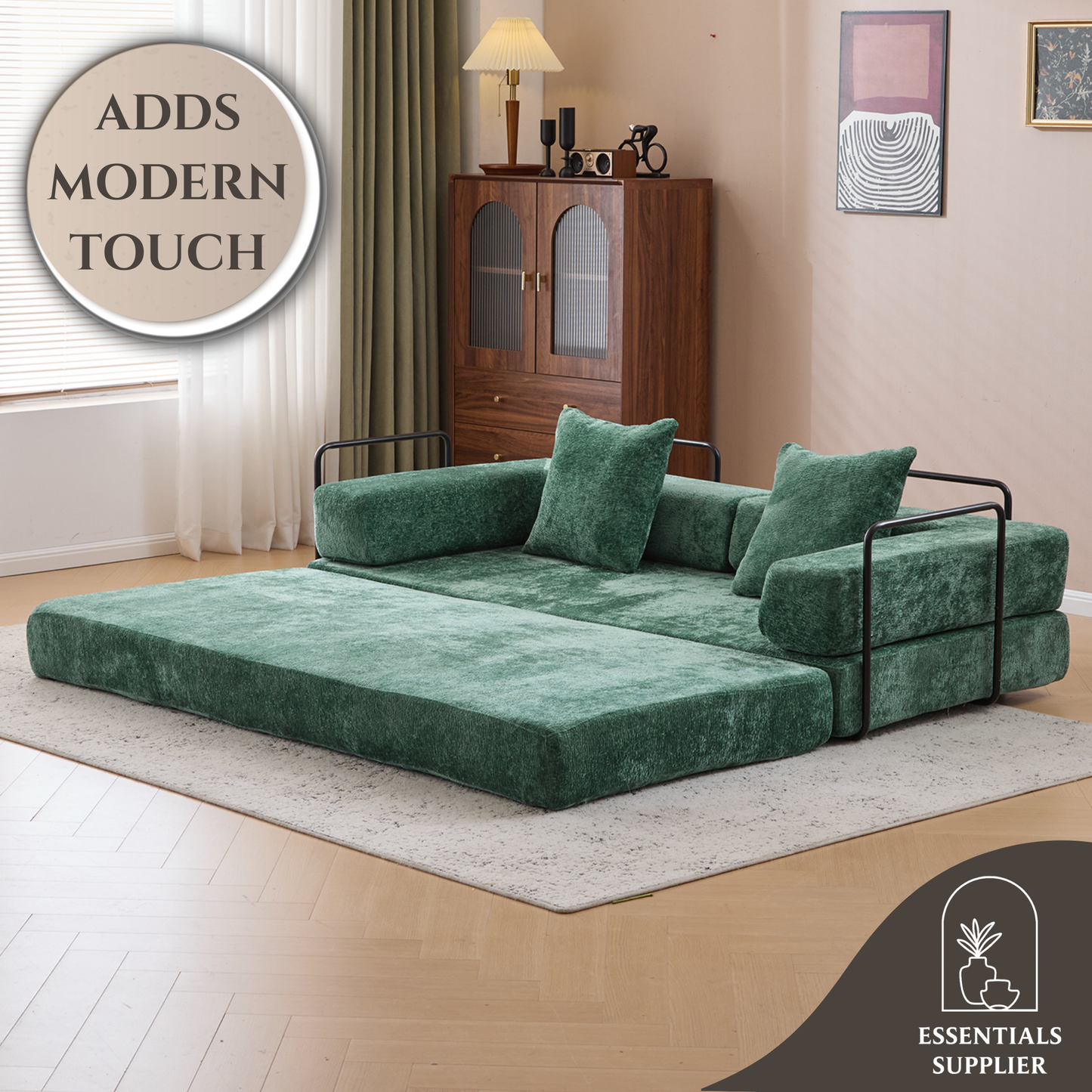 Convertible Corduroy Futon Sofa Bed – Foldable Floor Couch with Sponge Padding