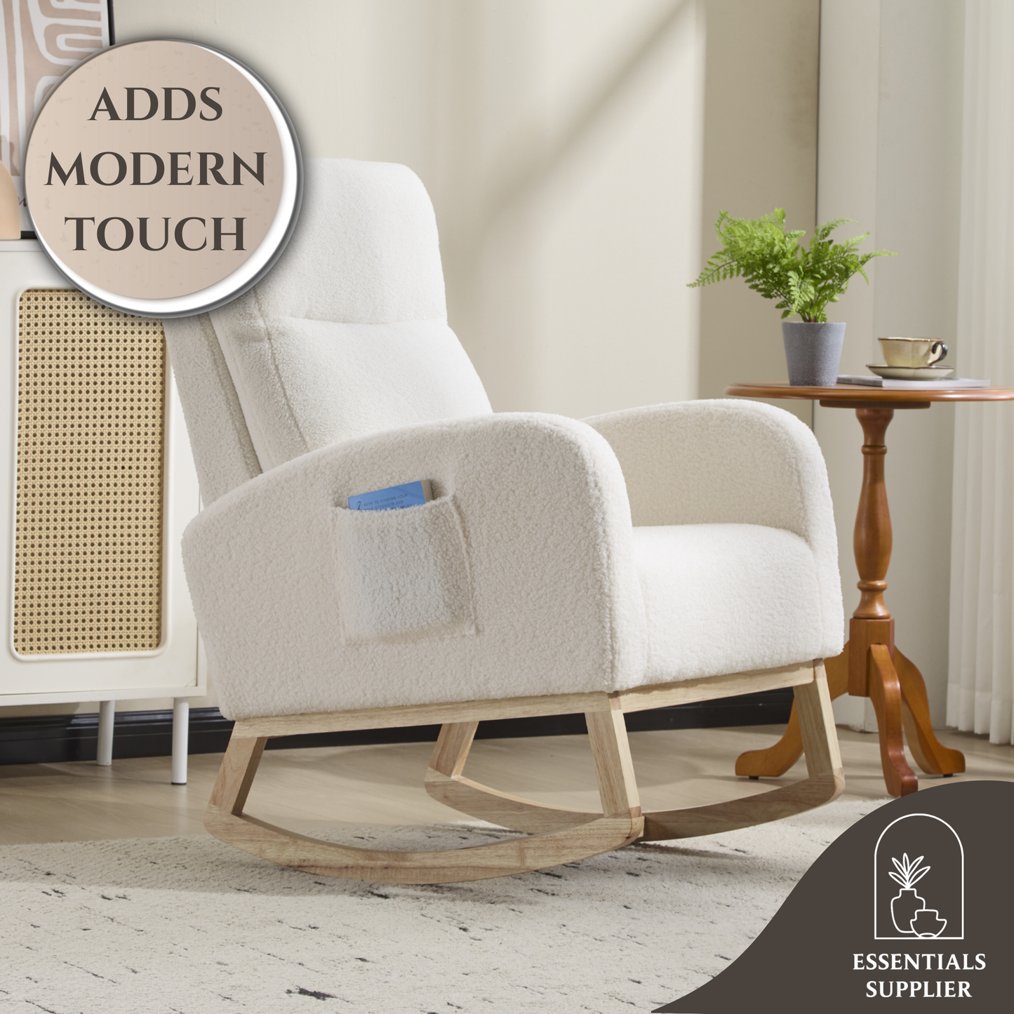 Modern High-Back Accent Rocking Chair – Nursery & Lounge Comfort