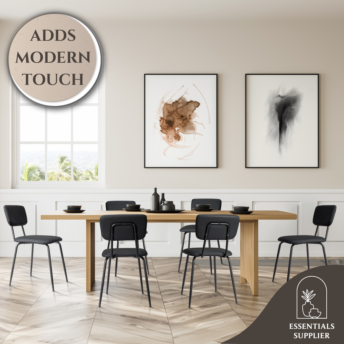 Set of 6 Modern Black Padded Dining Chairs for Kitchen, Bar & Office Use