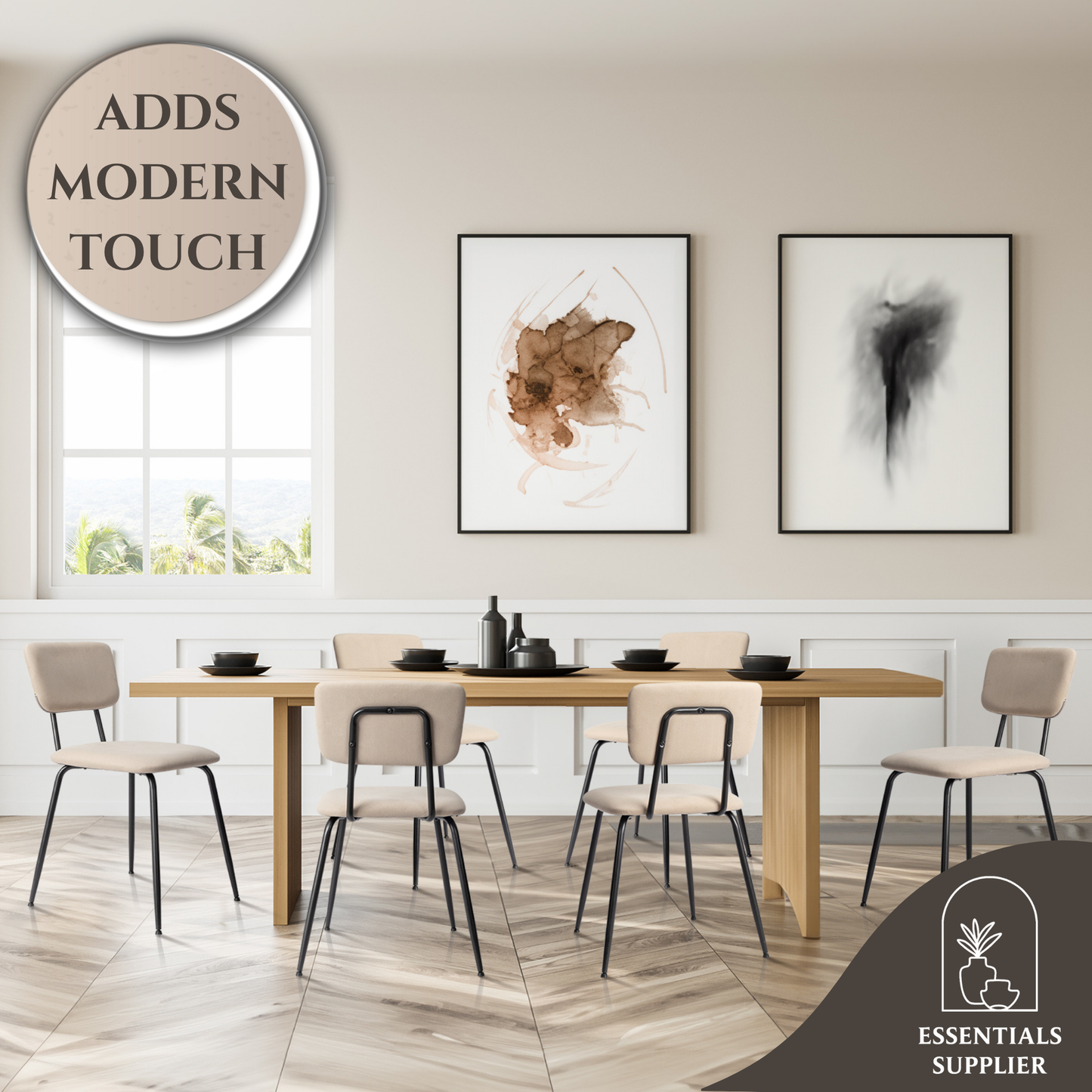 Set of 6 Modern White Padded Dining Chairs for Kitchen, Bar & Office Use