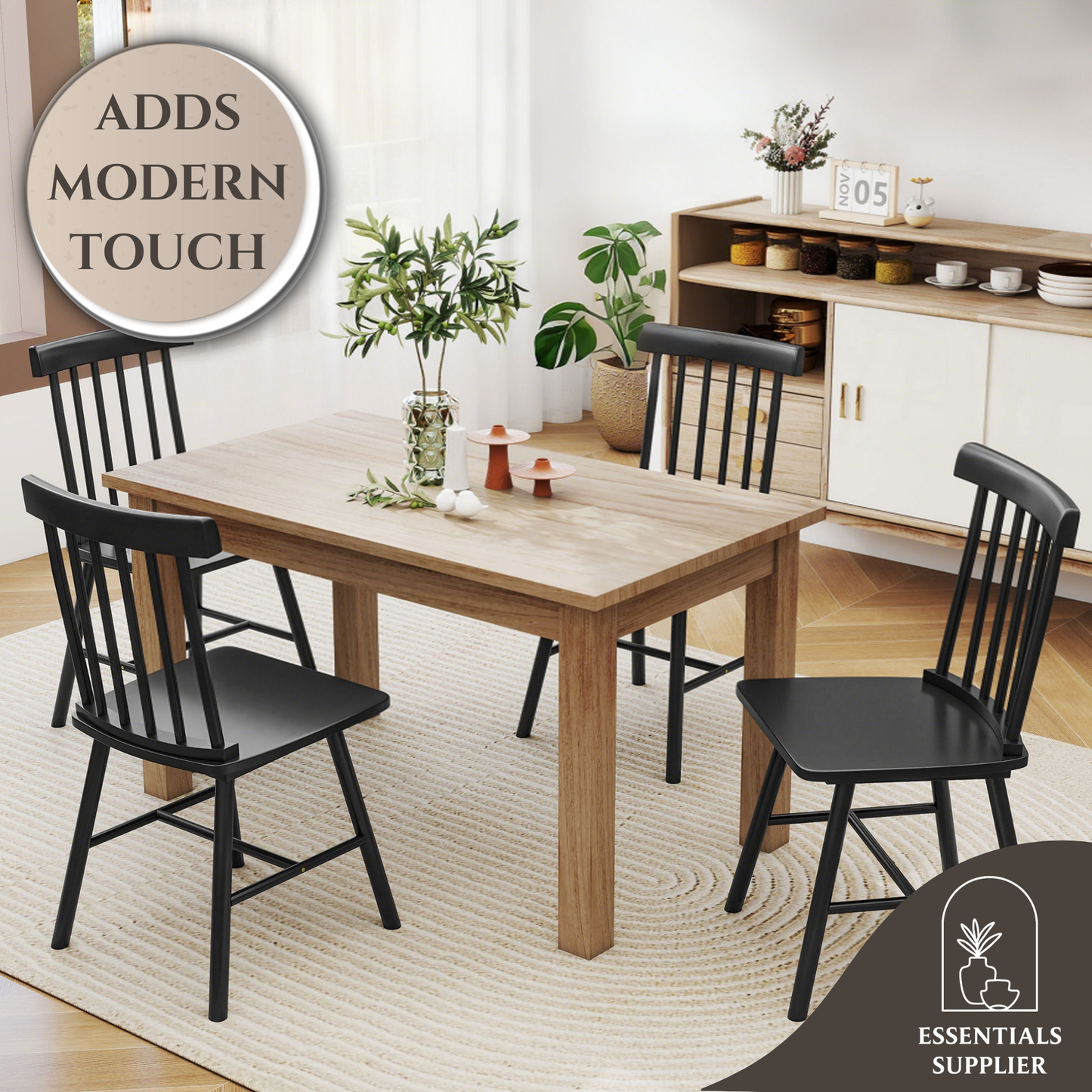 Black Wooden Farmhouse Dining Chairs – Set of 2