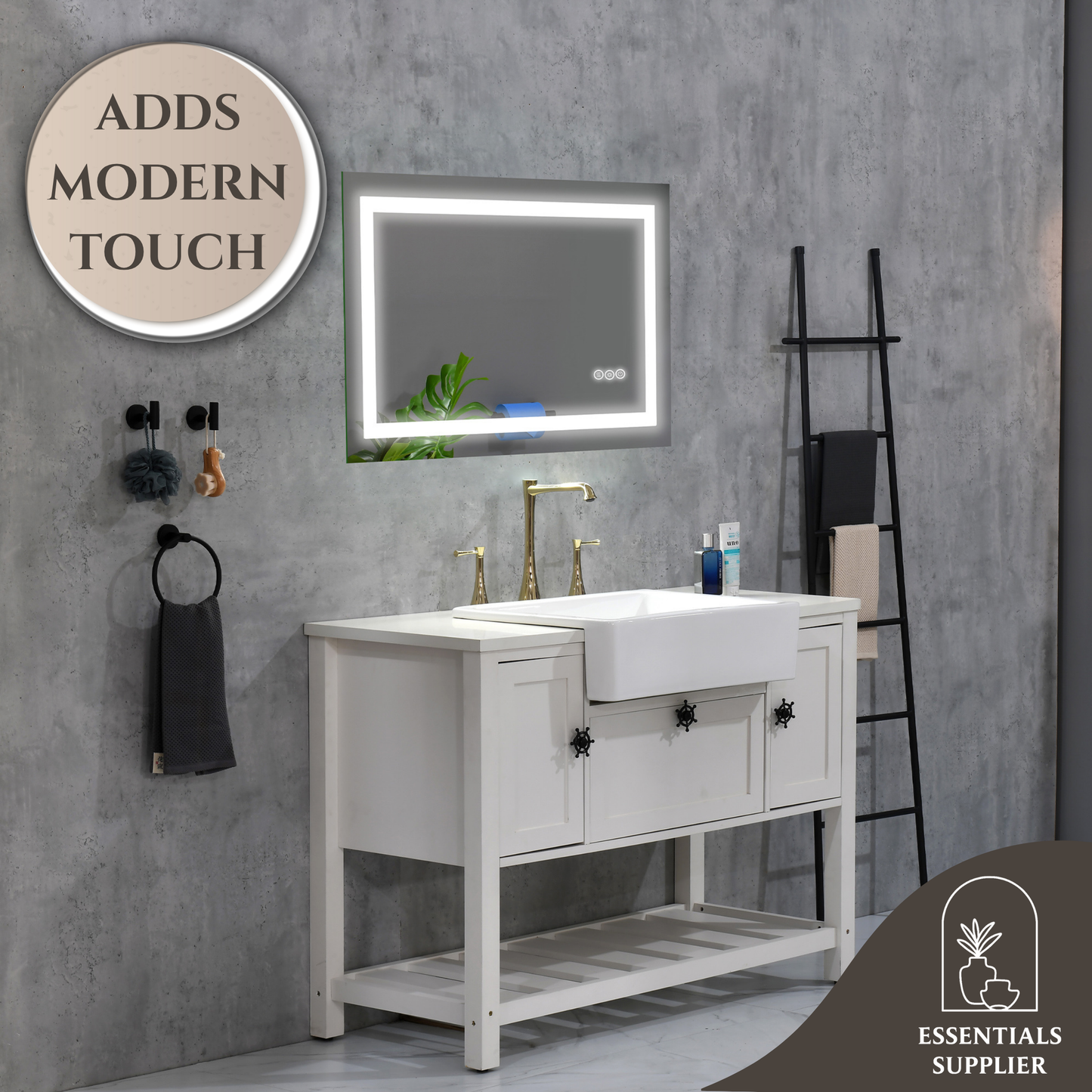 36x24" LED Bathroom Mirror with Frontlit & Backlit, Anti-Fog, Dimmable, 3 Colors