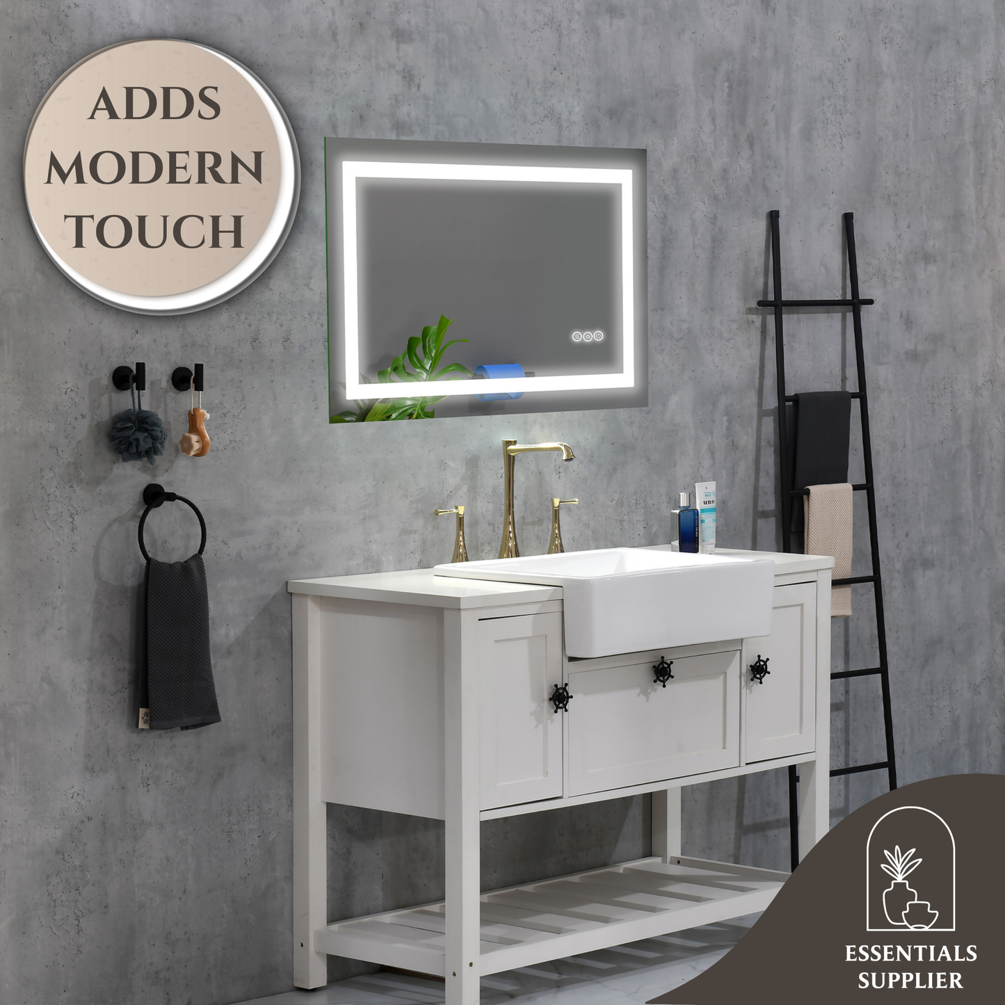 40x20" LED Bathroom Mirror with Frontlit & Backlit, Anti-Fog, Dimmable, 3 Colors