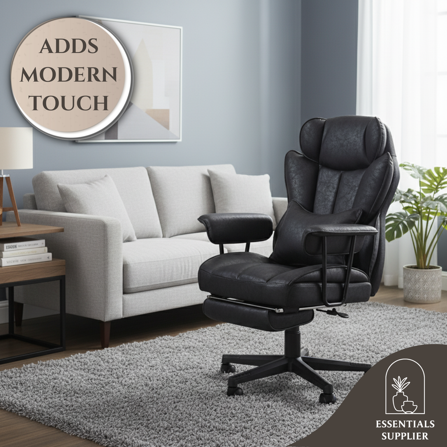 Black Big & Tall Black Reclining Office Chair with Footrest – 396 lbs Capacity