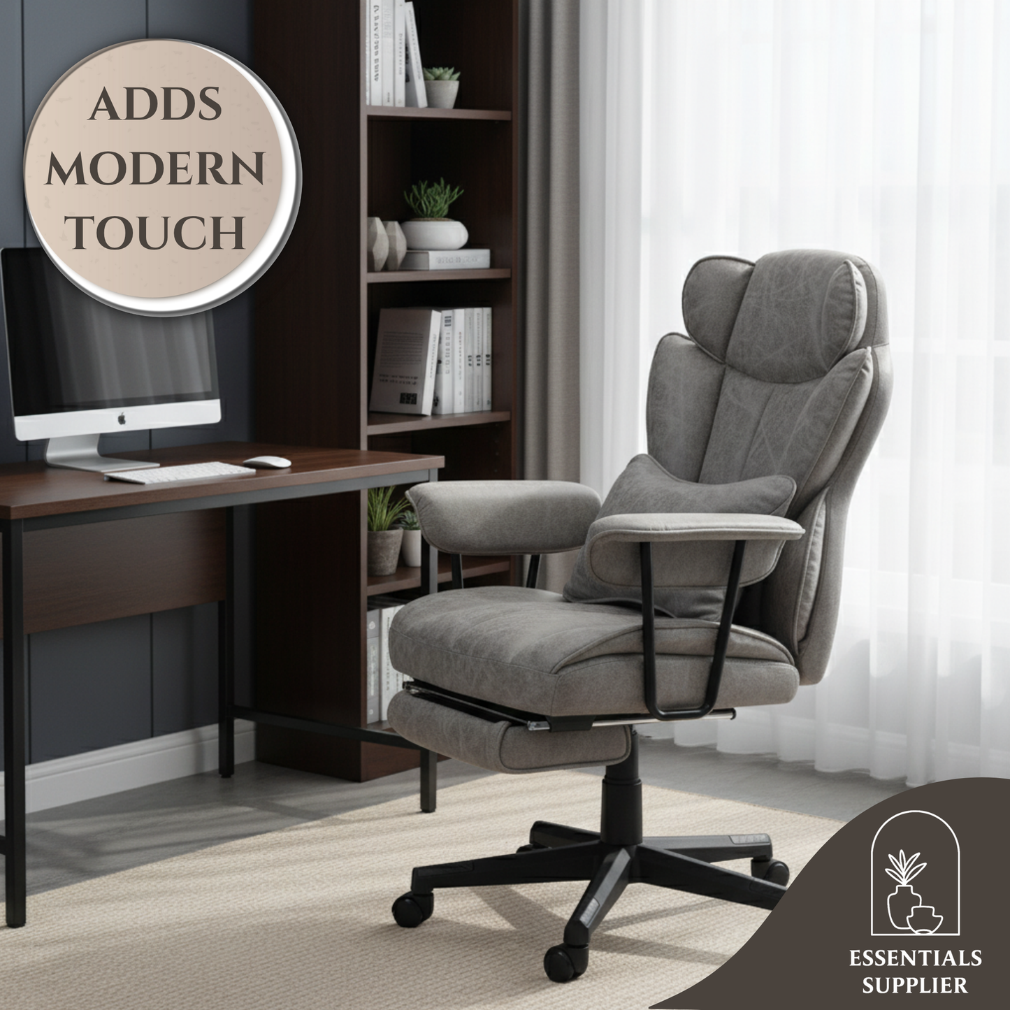 Gray Big & Tall Black Reclining Office Chair with Footrest – 396 lbs Capacity