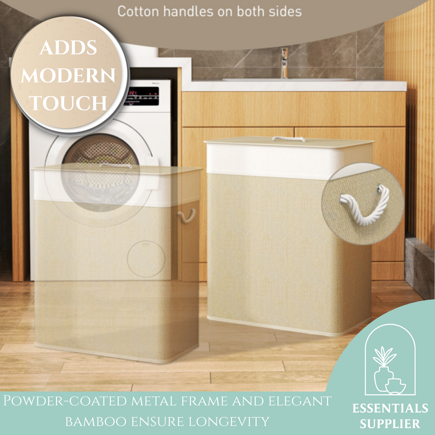 Laundry Hamper Cabinet with Storage, Freestanding Organizer