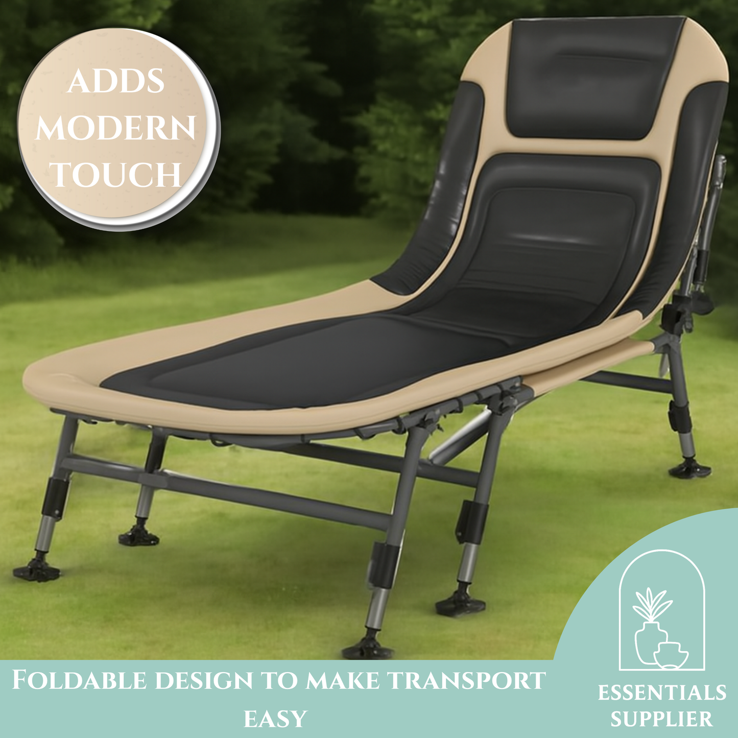 Adjustable Reclining Camping Cot with Pillow & 396 lbs Weight Capacity