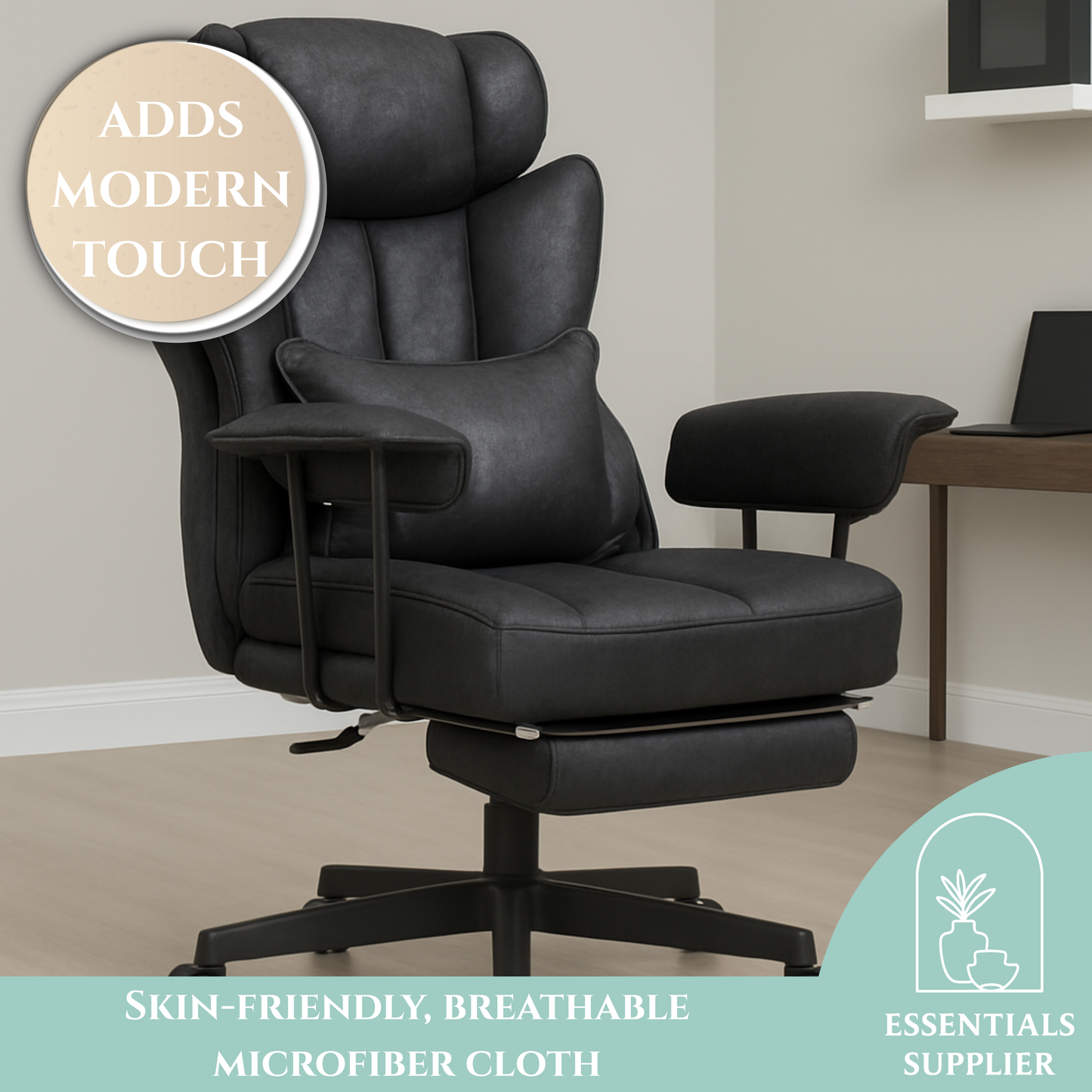 Black Big & Tall Black Reclining Office Chair with Footrest – 396 lbs Capacity