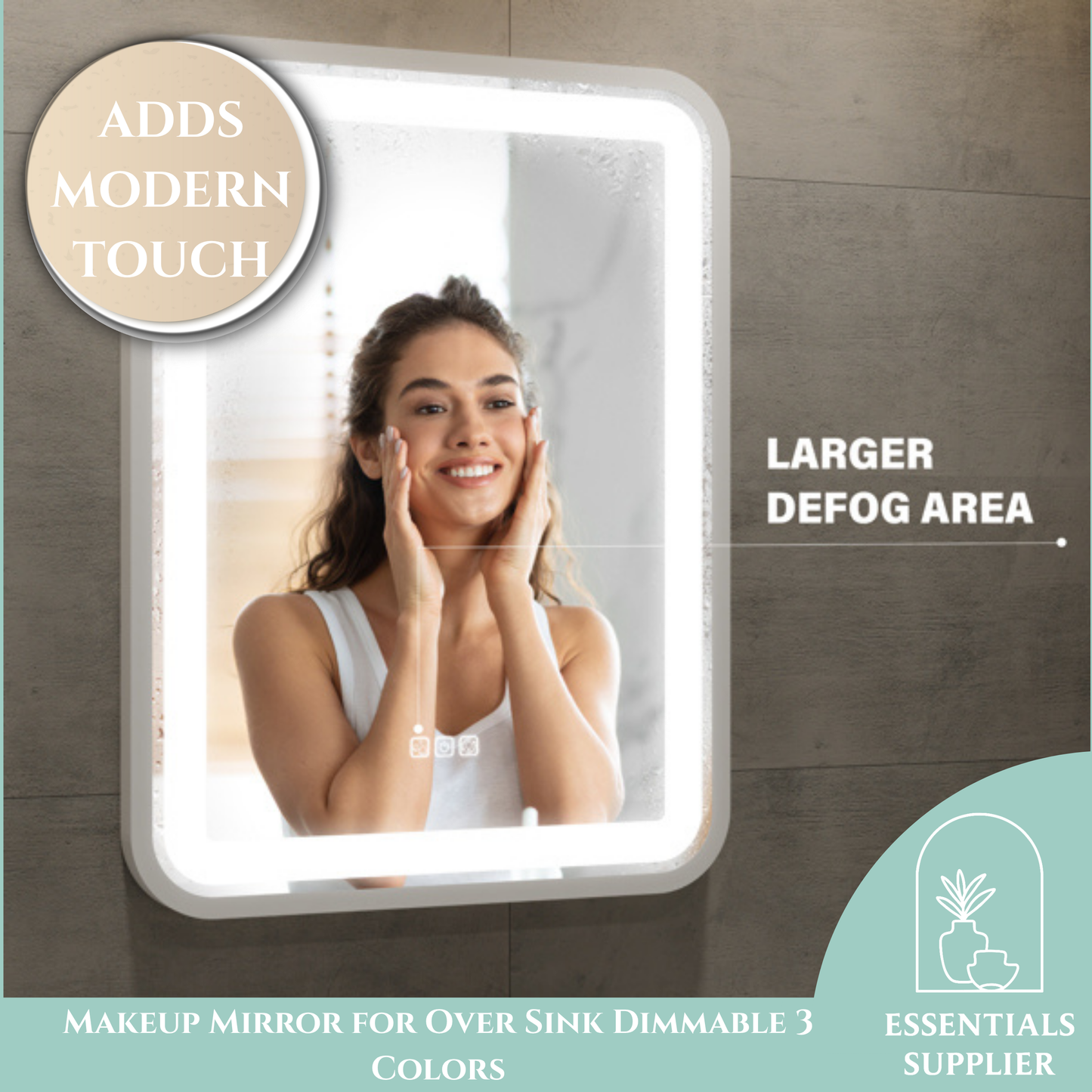 36x28" LED Bathroom Vanity Mirror, Dimmable, Anti-Fog, Wall Mount