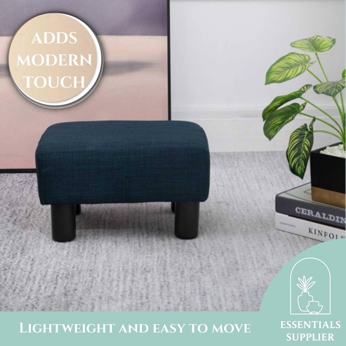 Linen Fabric Foot Rest Ottoman – Compact, Lightweight & Stylish
